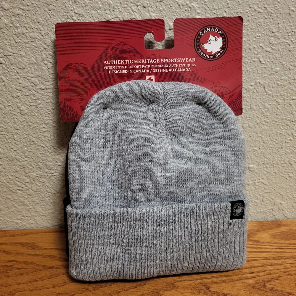 NWT Canada Weathergear 3 Pack Boys Knit Beanie Hats - Black and Gray